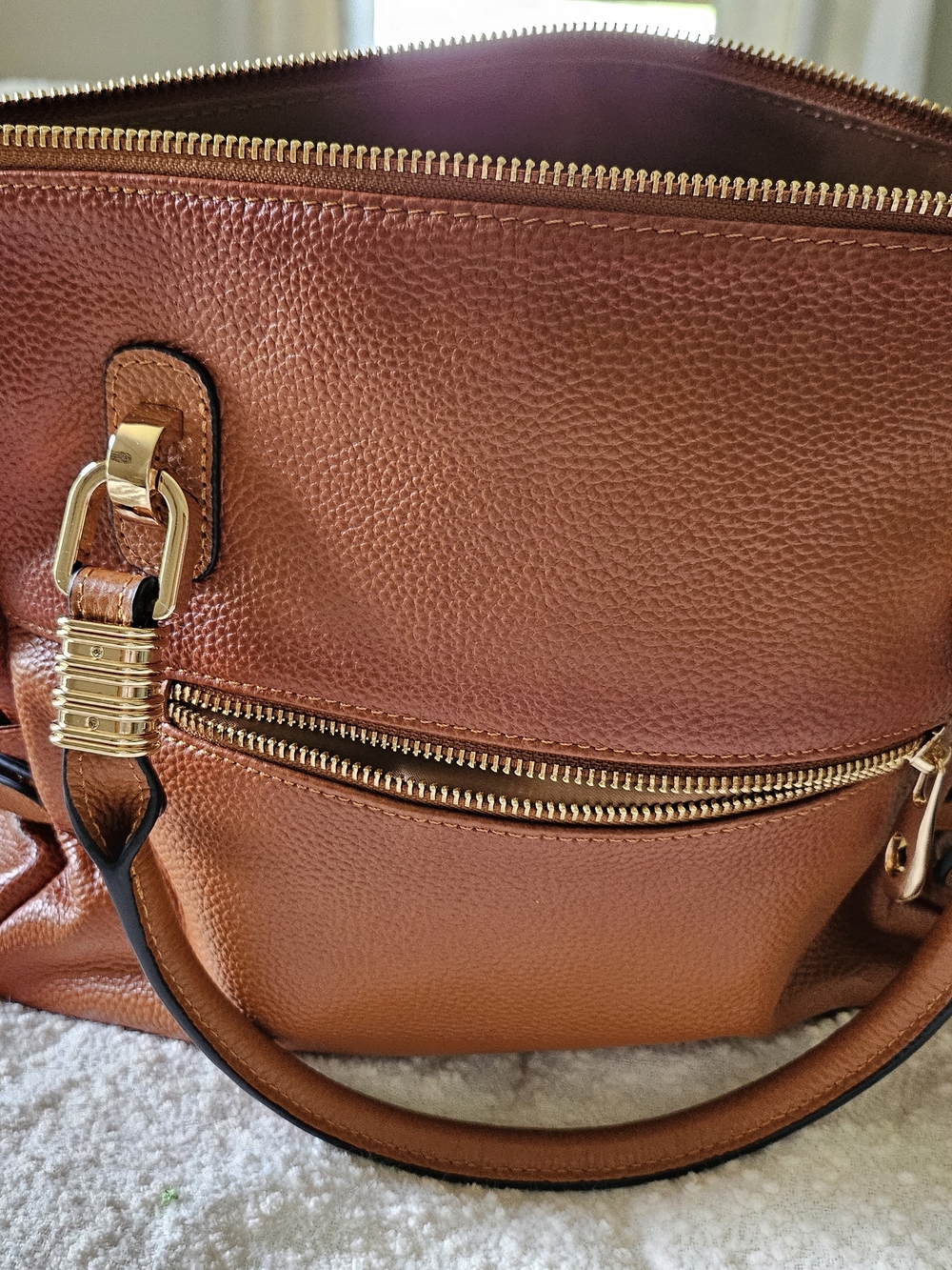 Classic Katee Leather Satchel Handbag - Elegant Everyday Tote - Picture 4 of 10